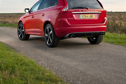 Rear, three-quarter, static image of the Volvo XC60 R-Design