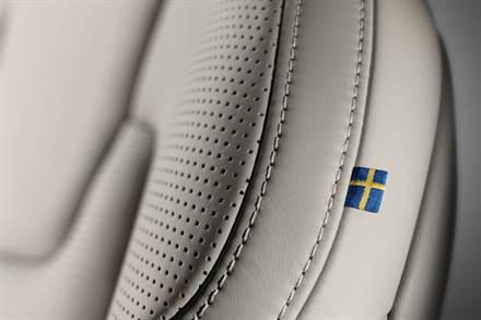 Close-up Volvo S90 seat Made by Sweden